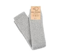 NOBLE NOMADS Beinstulpen Damen aus 90% Wolle, lange warme Beinwärmer aus mongolischer Schurwolle, atmungsaktiv, weich & elastisch, Winter Wadenwärmer für Yoga, Wandern, Ski, Grau