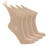 NoblesBox Diabetikersocken, Damensocken, Bambussocken, Weich und Dünne Socken, Neuropathie Socken (Beutel, 4 Paar) (DE/NL/SE/PL, Numerisch, 35, 38, Regular, Regular, Beige)