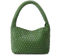NOBLIFE Gewebte Tasche für Damen, kleine vegane Leder Sommer Strand Geldbörse und Reisehandtaschen Damen Retro Chic Schultertaschen, Grasgrün, Small