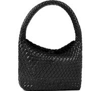 NOBLIFE Gewebte Tasche für Damen, kleine vegane Leder Sommer Strand Geldbörse und Reisehandtaschen Damen Retro Chic Schultertaschen, Schwarz, Small