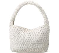 NOBLIFE Gewebte Tasche für Damen, kleine vegane Leder Sommer Strand Geldbörse und Reisehandtaschen Damen Retro Chic Schultertaschen, Rice&White, Small