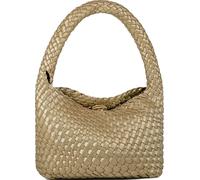 NOBLIFE Gewebte Tasche für Damen, kleine vegane Leder Sommer Strand Geldbörse und Reisehandtaschen Damen Retro Chic Schultertaschen, Gold, Small