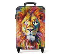 NoBoringSuitcases.com® Handgepäck Koffer 55x35x20 cm Trolley Reisekoffer Handgepäck-Koffer 4 Rollen Leicht Kabinentrolley Hartschalenkoffer Ölfarbe - Löwe - Farbenfroh