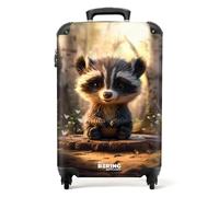 NoBoringSuitcases.com Kinder-Reisekoffer mit Rollen - Waschbär - 55x40x20 cm (Braun)