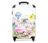 NoBoringSuitcases.com® Kinderkoffer Mädchengeschenke Handgepäck Koffer Reisetasche mit Rollen Kinder - Pink - Einhorn - Regenbogen - Kinder Koffer Madchen Trolley, 55x40x20