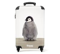 NoBoringSuitcases.com® Kinderkoffer Mitgebsel Kindergeburtstag Koffer Klein mit Rollen Handgepäck Geschenk - Pinguin - Grau - Tiere - Kindergepäck Trolley, 55x40x20