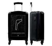 NoBoringSuitcases.com® Koffer Handgepäck Trolley Rollkoffer Kleine Reisekoffer mit 4 Rollen - Rennstrecke - Motorsport - Autodromo Nazionale Monza - Rennsport - Schwarz und weiß - 55x35x20cm