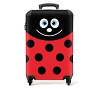 NoBoringSuitcases.com® Koffer Kinder Reisetasche mit Rollen Cabin Bag Handgepäck Geschenke - Marienkäfer - Rot - Schwarz - 55x35x20cm