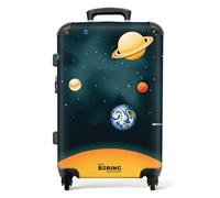NoBoringSuitcases.com® Reisekoffer Kinder Koffer Jungs Reisetasche mit Rollen Cabin Bag Geschenke - Planeten - Weltraum - Erde - Koffer Kinder Jungen Koffer mittelgroß, 67x43x25cm
