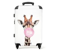 NoBoringSuitcases.com® Reisekoffer Kinderkoffer Mädchen Hartschalenkoffer Großß Trolley Gepäck Koffer Giraffe - Kaugummi - Pink - Kindergepäck Koffer mittelgroß, 67x43x25cm