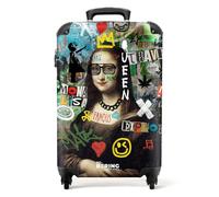 NoBoringSuitcases.com Reisekoffer mit TSA Schloss, Hartschalenkoffer Groß, Trolley Mittelgroß - Mona Lisa Graffiti (67 cm - 72 L)