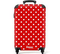 NoBoringSuitcases© Handgepäck Koffer, Reisekoffer, Reisetasche mit Rollen, | 55x40x20 cm - TSA Schloss, Hartschalenkoffer, Koffer Handgepäck, Trolley 55x40x20, Suitcase, Handgepäck (Punkte - Rot-Weiß)