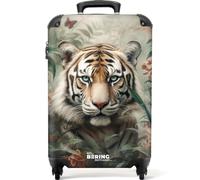 NoBoringSuitcases© Handgepäck Koffer Trolley Reisekoffer Handgepäck-Koffer | 55x35x20 cm - 4 Rollen Leicht Kabinenkoffer Flugzeug Tiger - Blumen - Farbenfroh