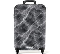 NoBoringSuitcases© Handgepäck Koffer Trolley Reisekoffer Handgepäck-Koffer | 55x35x20 cm - 4 Rollen Leicht Carry on Luggage Hartschalenkoffer Dunkelgrau - Blitz - Marmor