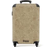 NoBoringSuitcases© Handgepäck Koffer Trolley Reisekoffer Handgepäck-Koffer | 55x35x20 cm - 4 Rollen Leicht Kabinentrolley Hartschalenkoffer Hellbeige - Maserung - Marmor