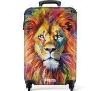 NoBoringSuitcases© Handgepäck Koffer Trolley Reisekoffer Handgepäck-Koffer | 55x35x20 cm - 4 Rollen Leicht Kabinentrolley Hartschalenkoffer Ölfarbe - Löwe - Farbenfroh