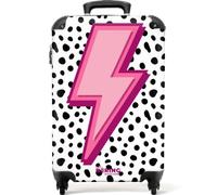 NoBoringSuitcases© Handgepäck Koffer Trolley Reisekoffer Handgepäck-Koffer | 55x35x20 cm - 4 Rollen Leicht Cabin Trolley Hartschalenkoffer Blitz - Rosa - Punkte