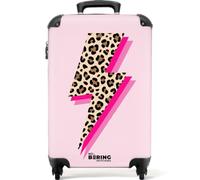 NoBoringSuitcases© Handgepäck Koffer Trolley Reisekoffer Handgepäck-Koffer | 55x35x20 cm - 4 Rollen Leicht Carry on Luggage Hartschalenkoffer Polka dots - Rosa - Blitz