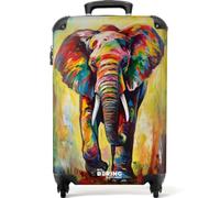 NoBoringSuitcases© Handgepäck Koffer Trolley Reisekoffer Handgepäck-Koffer | 55x35x20 cm - 4 Rollen Leicht Carry on Luggage Hartschalenkoffer Ölfarbe - Elefant - Farbenfroh