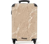 NoBoringSuitcases© Handgepäck Koffer Trolley Reisekoffer Handgepäck-Koffer | 55x35x20 cm - 4 Rollen Leicht Kabinenkoffer Flugzeug Beige - Marmor - Organisch - Weiß