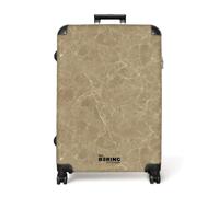 NoBoringSuitcases© Koffer XL Groß Reisekoffer mit 4 Rollen Leicht Trolley | 77x51.5x28 cm - Hartschalenkoffer Suitcase Large Beige - Marmor - Weiße Adern