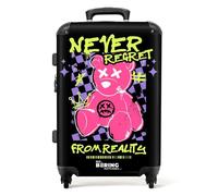 NoBoringSuitcases© Reisekoffer, Koffer Groß, Hartschalenkoffer Groß, TSA, | 72 L - Koffer Mittelgroß 4 Rollen Leicht, Koffer M, Koffer 20kg Gepäck, Koffer Mittelgroß (Rosa Teddybär - Schwarz, 67 cm - )