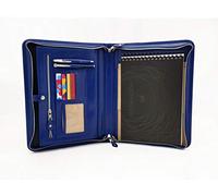 Noda Executive Leder-Portfolio, professionelles Business-Padfolio mit Reißverschluss, Planer, Organizer, Dokumenten-Organizer, Herren-Schreibmappe, blau