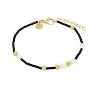 NOELANI Armband Edelstahl Damen Armschmuck, mit Steel Beads, mit Süßwasserzuchtperle, 16+3 cm, Schwarz, Kommt in Schmuck Geschenk Box, 2038802