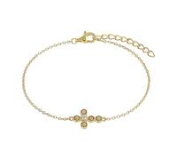 NOELANI Armband mit Anhänger für Damen, Silber 925, mit Schmuckstein und Zirkonia, 16+3 cm, gold, Kreuz, Geschenkidee, 2100002