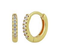 NOELANI Creole für Damen, Silber 925, mit Zirkonia, 11 mm, gold, Geschenkidee, kommt in Schmuck Geschenk Box, 2100021