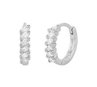 NOELANI Creolen 925 Sterling Silber Damen Ohrschmuck, mit Zirkonia synth., 1,2 cm, Weiß, Kommt in Schmuck Geschenk Box, 2036995