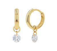 Creolen Damen, Gold, onesize, 5 mm, Weiß 2039626