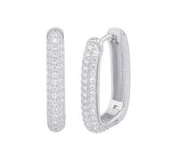 NOELANI Creolen Damen, Silber, onesize, 3 mm, Weiß, Silber 925, rhodiniert 2034654