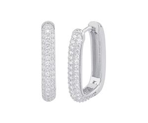 NOELANI Creolen 925 Sterling Silber Damen Ohrschmuck, mit Zirkonia (synth.), 2,1 cm, Silber, Kommt in Schmuck Geschenk Box, 2034654