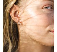 NOELANI Creolen 925 Sterling Silber Damen Ohrschmuck, mit Zirkonia synth., 1 cm, Gold, Kommt in Schmuck Geschenk Box, 2036061