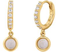 Paar Creolen NOELANI "2036985" Ohrringe Gr. Silber 925 (Sterlingsilber), goldfarben (gelbgoldfarben, beige, weiß, weiß) Damen Creolen mit Achat, Zirkonia (synth.) (61021038-0)