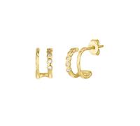 NOELANI Creolen 925 Sterling Silber Damen Ohrschmuck, mit Zirkonia synth., 1 cm, Gold, Kommt in Schmuck Geschenk Box, 2036061