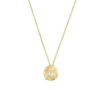 NOELANI - Damen Halskette 925 Silber - Vergoldet/Golden - mit Chalzedon und Zirkonia - Sonnen Kreis Anhänger - NOE-N0018