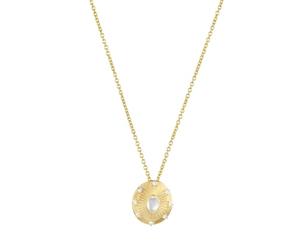 NOELANI - Damen Halskette 925 Silber - Vergoldet/Golden - mit Chalzedon und Zirkonia - Sonnen Kreis Anhänger - NOE-N0018