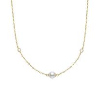 NOELANI - Damen Halskette 925 Silber - Vergoldet/Golden - mit Zirkonia Stein und Perle - NOE-N0020