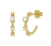 NOELANI - Damen Ohrringe 925 Silber - Vergoldet/Golden - mit Zirkonia und Chalzedon - Creole - NOE-E0025