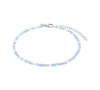 NOELANI Fußkette Edelstahl Damen Sommerschmuck, mit Steel Beads, mit Glasperle, 22+5 cm, Blau, Kommt in Schmuck Geschenk Box, 2039650