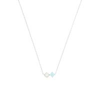 NOELANI Kette mit Anhänger 925 Sterling Silber Damen Halsschmuck, mit Schmuckstein synth., mit Süßwasserzuchtperle, 40+5 cm, Blau, Kommt in Schmuck Geschenk Box, 2039640