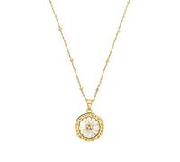 NOELANI Kette mit Anhänger 925 Sterling Silber Perlmutt Damen Halsschmuck, mit Zirkonia synth., 40+5 cm, Gold, Blume, Kommt in Schmuck Geschenk Box, 2036053
