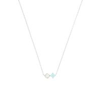 NOELANI Kette mit Anhänger 925 Sterling Silber Damen Halsschmuck, mit Schmuckstein synth., mit Süßwasserzuchtperle, 40+5 cm, Blau, Kommt in Schmuck Geschenk Box, 2039640