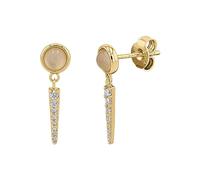 NOELANI Ohrstecker 925 Sterling Silber Damen Ohrschmuck, mit Achat, Zirkonia synth., 1,9 cm, Gold, Kommt in Schmuck Geschenk Box, 2036983