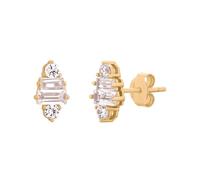 NOELANI Ohrstecker 925 Sterling Silber Damen Ohrschmuck, mit Zirkonia synth., 1 cm, Gold, Kommt in Schmuck Geschenk Box, 2034658