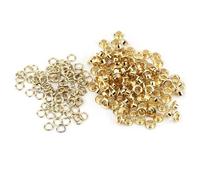 NOENNULL 100 Stück 5 Mm Ösen Ösen Nietringe Metall Runde Messing-Eisen- mit 100 Unterlegscheiben Hochleistungs-Set aus Metall Locher für Ledergürtel Bastelzubehör (Gold)