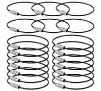 Nogeqi 20 Stück Edelstahl Schlüsselanhänger Ringe Draht 15cm x 1.5mm Schlüsselanhänger Ring Schlüssel Ringe Key Ring Schlüsselringe Drahtseil Für Gepäckanhängern Kofferanhänger (Schwarz)