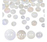 Nogeqi 60 Stück Natürlich Perlmutt Knöpfe, Weiße 12.5mm/15mm/18mm/20mm Schimmernde Knopf, Flach Pearl Buttons, Knöpfe für Strickjacke Kleidung Handwerk Röcke